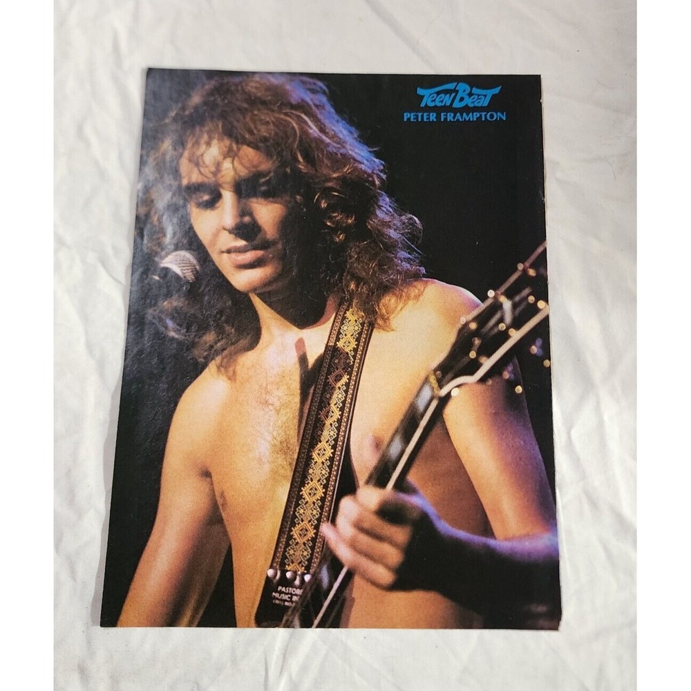 Peter Frampton shirtless playing guitar pinup vintage clipping 1970s 8x10